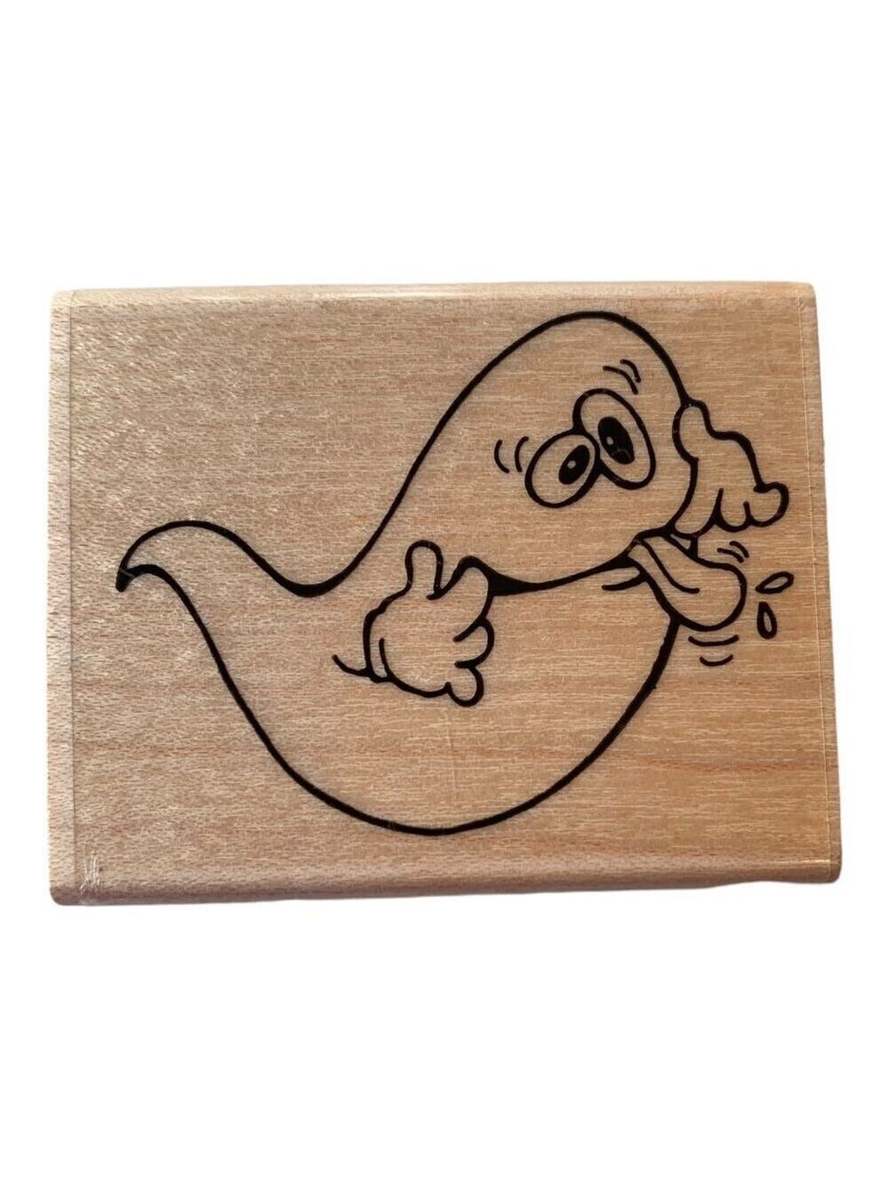 Stampendous Fun Stamps Silly Ghost Rubber Stamp Wood Block Craft Vintage 1989